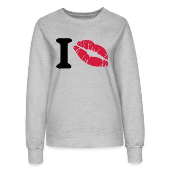 i love - Sweat Femme - gris chiné - Devant - AI Model Female 172 dark (172cm)
