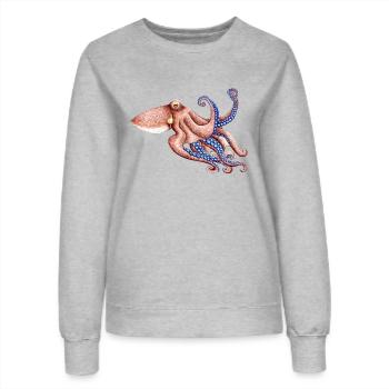 Blaue Krake - Blau Krake - Poulpe bleu - Frauen Sweatshirt - Grau meliert - Vorne - AI Model Female 172 dark (172cm)