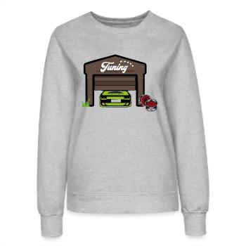 tuning Garage/ cooles Design mit Tuning Print - Frauen Sweatshirt - Grau meliert - Vorne - AI Model Female 172 dark (172cm)
