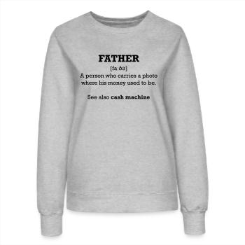 l'argent du père - Sweat Femme - gris chiné - Devant - AI Model Female 172 dark (172cm)