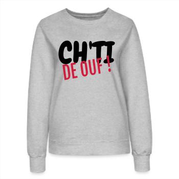 Ch'ti / Nord / Chti / Ch'ti mi / Nordiste - Sweat Femme - gris chiné - Devant - AI Model Female 172 dark (172cm)
