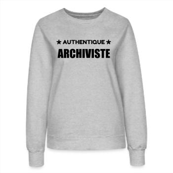Archiviste / Archives / Travail / Métier / Job - Sweat Femme - gris chiné - Devant - AI Model Female 172 dark (172cm)