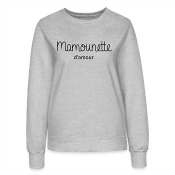 Mamounette d'amour - Sweat Femme - gris chiné - Devant - AI Model Female 172 dark (172cm)