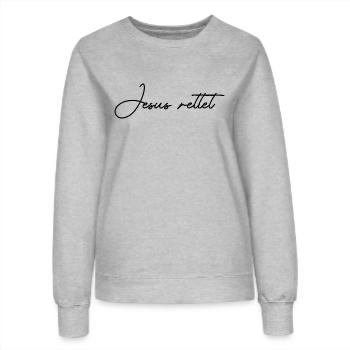 Jesus rettet - Frauen Sweatshirt - Grau meliert - Vorne - AI Model Female 172 dark (172cm)