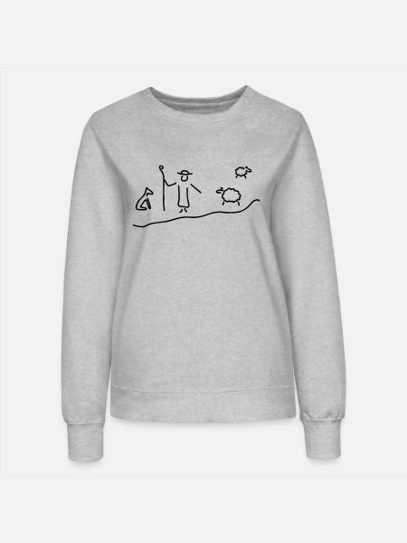 schäfer mit herde - Frauen Sweatshirt - Grau meliert