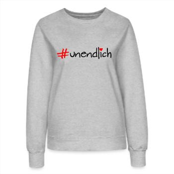 unendlich - Frauen Sweatshirt - Grau meliert - Vorne - AI Model Female 172 dark (172cm)