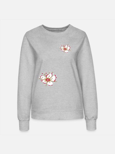 Kirschblüte mit Blütenstaub - Frauen Sweatshirt - Grau meliert
