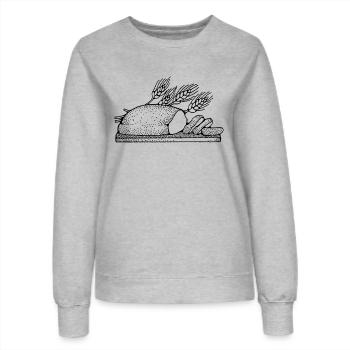 brot broetchen crossaint baecker baguette bread bu - Frauen Sweatshirt - Grau meliert - Vorne - AI Model Female 172 dark (172cm)