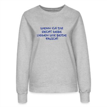 Besserwisser lustiger Spruch - Frauen Sweatshirt - Grau meliert - Vorne - AI Model Female 172 dark (172cm)