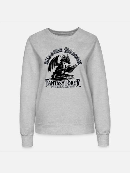 Drachen Fantasy Bücherwelt - Frauen Sweatshirt - Grau meliert