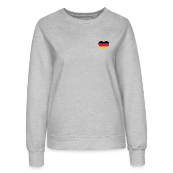 Herz 3farbig - Schwarz Rot Gold - Deutschland - Frauen Sweatshirt - Grau meliert - Vorne - AI Model Female 172 dark (172cm)