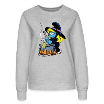 Schlümpfe Design Schlumpfine Als Hexe - Frauen Sweatshirt - Grau meliert - Vorne - AI Model Female 172 dark (172cm)