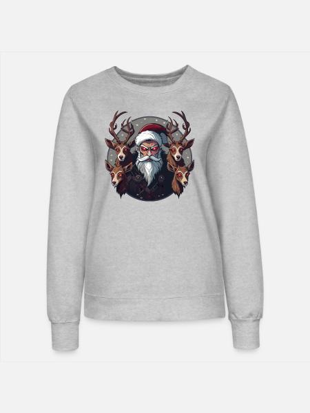 Böser Weihnachtsmann - Frauen Sweatshirt - Grau meliert