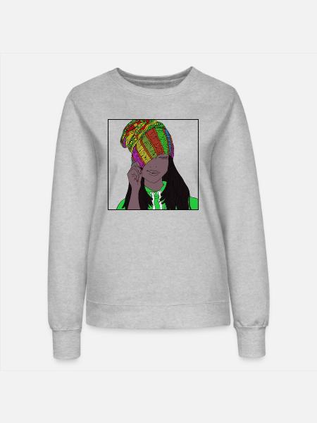 Dame mit Mütze - Frauen Sweatshirt - Grau meliert