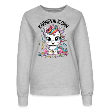 Einhorn Kostüm Mädchen Fasching Karneval - Frauen Sweatshirt - Grau meliert - Vorne - AI Model Female 172 dark (172cm)