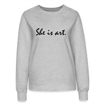 She is art - Frauen Sweatshirt - Grau meliert - Vorne - AI Model Female 172 dark (172cm)
