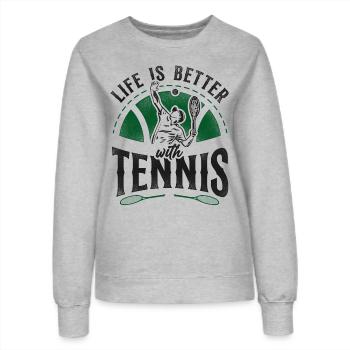 Drôle de joueur de tennis raquette la vie est - Sweat Femme - gris chiné - Devant - AI Model Female 172 dark (172cm)