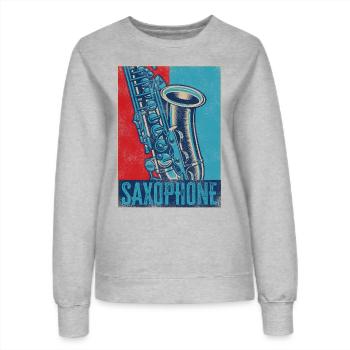 Saxophones Saxophones rétro vintage - Sweat Femme - gris chiné - Devant - AI Model Female 172 dark (172cm)