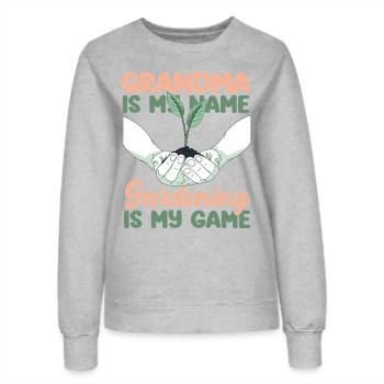 Amoureux des plantes Jardinage Mamie - Sweat Femme - gris chiné - Devant - AI Model Female 172 dark (172cm)