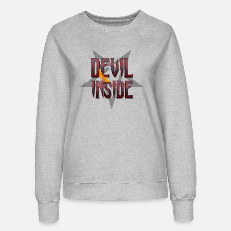 DEVIL INSIDE - Satan / Horror / Devil - Sweat Femme - gris chiné