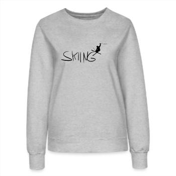 skiing - Women’s Sweatshirt - heather grey - Front - AI Model Female 172 dark (172cm)
