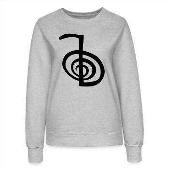 Chokurei symbole reiki spirale dessin tribal - Sweat Femme - gris chiné - Devant - AI Model Female 172 dark (172cm)