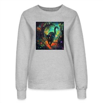 FANTASY Forest Cat 3 - Frauen Sweatshirt - Grau meliert - Vorne - AI Model Female 172 dark (172cm)
