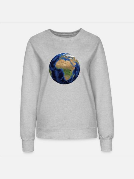 Weltkugel. Geschenkidee - Frauen Sweatshirt - Grau meliert