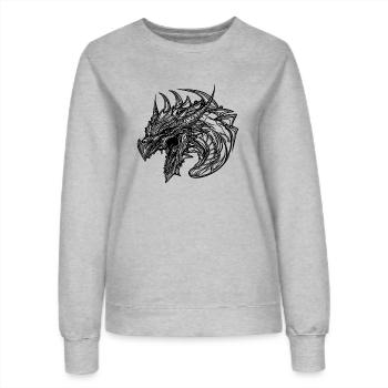 Dragon sifflant en robe à écailles de tatouage - Sweat Femme - gris chiné - Devant - AI Model Female 172 dark (172cm)