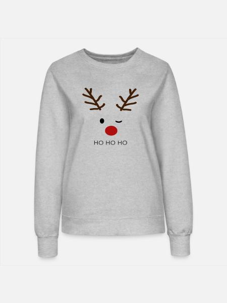 Reindeer HoHoHo - Frauen Sweatshirt - Grau meliert