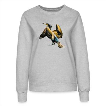 kormoran cormorant voegel birds animal tiere - Frauen Sweatshirt - Grau meliert - Vorne - AI Model Female 172 dark (172cm)