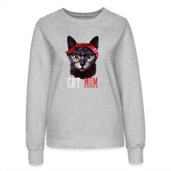Chat Maman Chats Maman Babe Chatons Hipster - Sweat Femme - gris chiné - Devant - AI Model Female 172 dark (172cm)