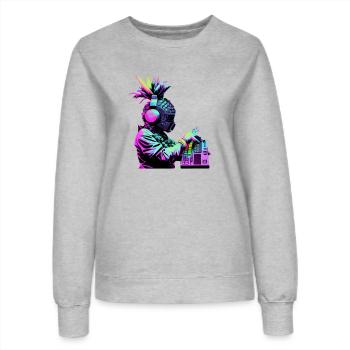 EDM Music Rave Festival Ananas Techno - Sweat Femme - gris chiné - Devant - AI Model Female 172 dark (172cm)