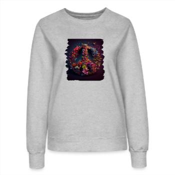 Hippie Festival Liebe Vintage Friedenszeichen - Frauen Sweatshirt - Grau meliert - Vorne - AI Model Female 172 dark (172cm)