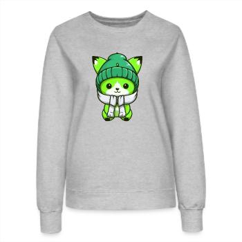 Fuchs Winter Comic - Frauen Sweatshirt - Grau meliert - Vorne - AI Model Female 172 dark (172cm)