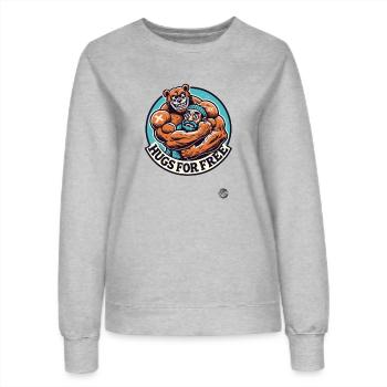 Harter Bodybuilder-Bär: Umarmungen gratis - Frauen Sweatshirt - Grau meliert - Vorne - AI Model Female 172 dark (172cm)