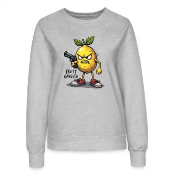 Gangsta fruité – Gangster au citron drôle - Sweat Femme - gris chiné - Devant - AI Model Female 172 dark (172cm)