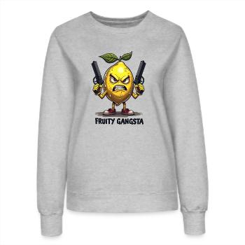 Gangsta fruité – Gangster au citron drôle - Sweat Femme - gris chiné - Devant - AI Model Female 172 dark (172cm)