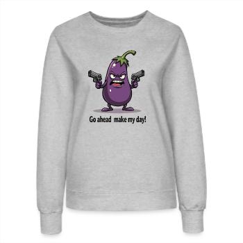 Badass Aubergine – Go Ahead, Make My Day - Frauen Sweatshirt - Grau meliert - Vorne - AI Model Female 172 dark (172cm)