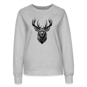 Tête de cerf - Sweat Femme - gris chiné - Devant - AI Model Female 172 dark (172cm)