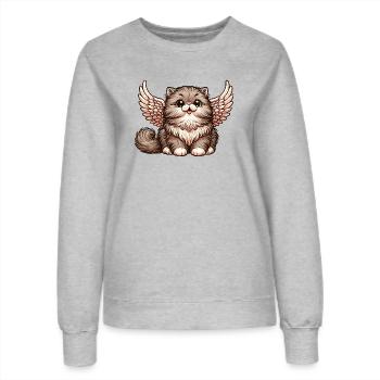 Perserkatze Engel Flauschiges Fell - Frauen Sweatshirt - Grau meliert - Vorne - AI Model Female 172 dark (172cm)