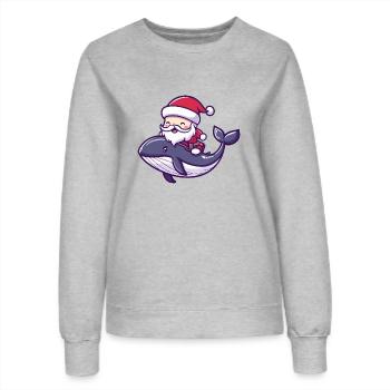 Baleine Père Noël Dessin animé - Sweat Femme - gris chiné - Devant - AI Model Female 172 dark (172cm)