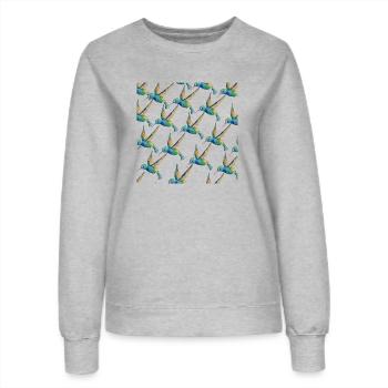 Kolibri-Muster-Vogel-Liebhaber-Geschenk-Entwurf - Frauen Sweatshirt - Grau meliert - Vorne - AI Model Female 172 dark (172cm)