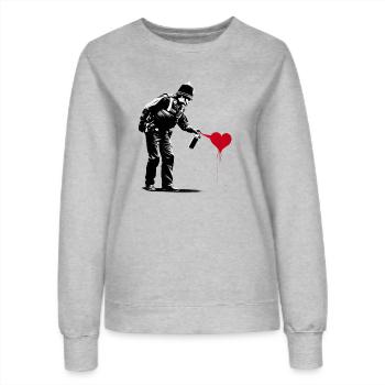 English police officer spraying a red heart - Frauen Sweatshirt - Grau meliert - Vorne - AI Model Female 172 dark (172cm)
