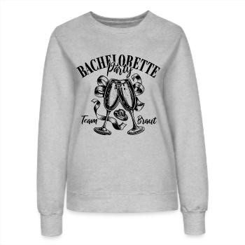 Bachelorette Party - Team Braut - Name eintragen - Frauen Sweatshirt - Grau meliert - Vorne - AI Model Female 172 dark (172cm)