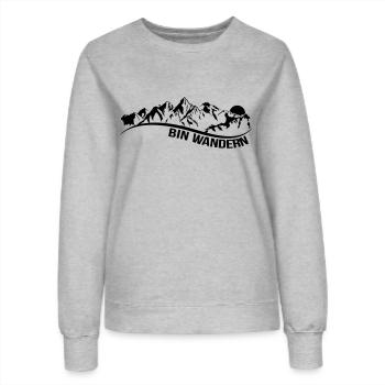 bin wandern - Frauen Sweatshirt - Grau meliert - Vorne - AI Model Female 172 dark (172cm)