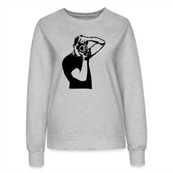 Photographer Silhouette - Frauen Sweatshirt - Grau meliert - Vorne - AI Model Female 172 dark (172cm)