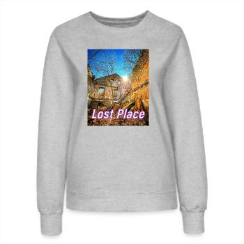 Visite de Lost Place - La Vieille Forge - Sweat Femme - gris chiné - Devant - AI Model Female 172 dark (172cm)