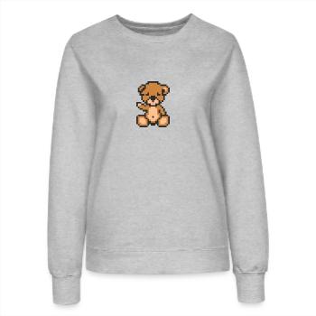 Pixel Teddy Bear - Sweat Femme - gris chiné - Devant - AI Model Female 172 dark (172cm)