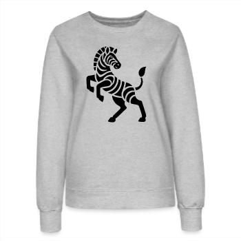 Zebra Silhouette Kunststück Minimal Design - Frauen Sweatshirt - Grau meliert - Vorne - AI Model Female 172 dark (172cm)